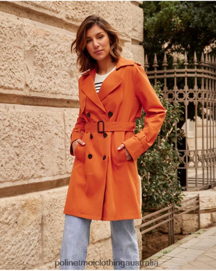 Classic trench coat Emilia ORANGE Polin et moi Clothing 2R020D365
