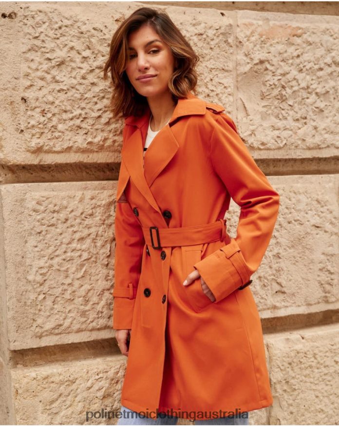 Classic trench coat Emilia ORANGE Polin et moi Clothing 2R020D365