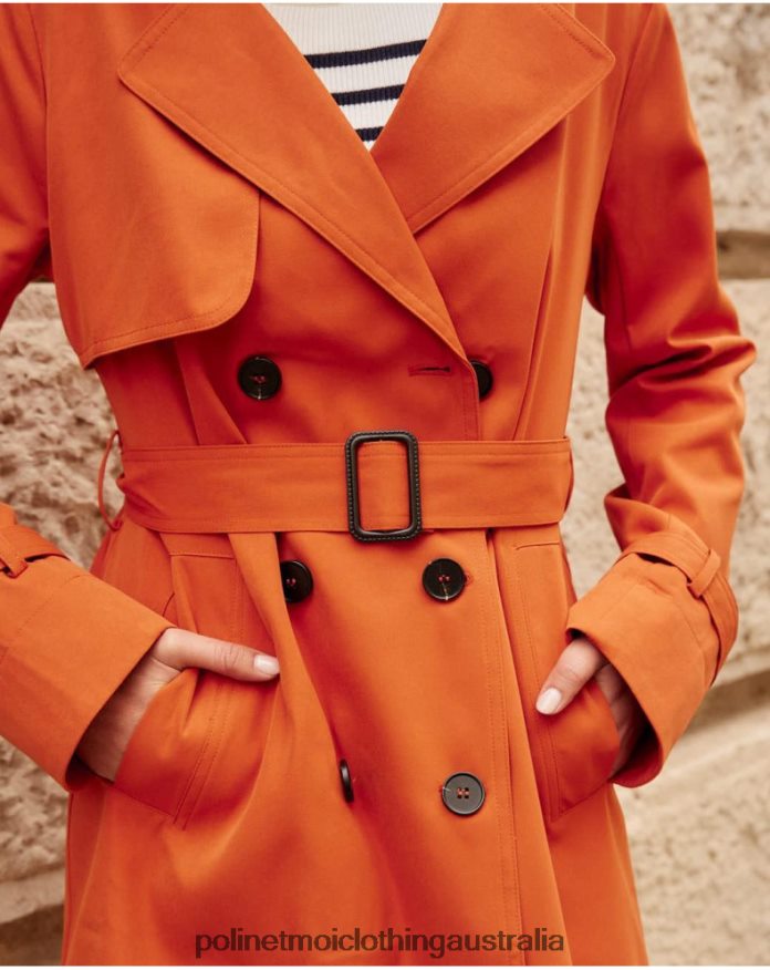 Classic trench coat Emilia ORANGE Polin et moi Clothing 2R020D365