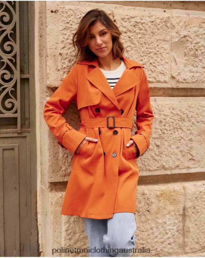 Classic trench coat Emilia ORANGE Polin et moi Clothing 2R020D365