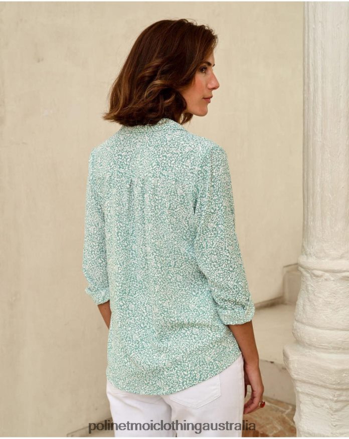 Ayana Floral Shirt Eucalyptus Polin et moi Clothing 2R020D184