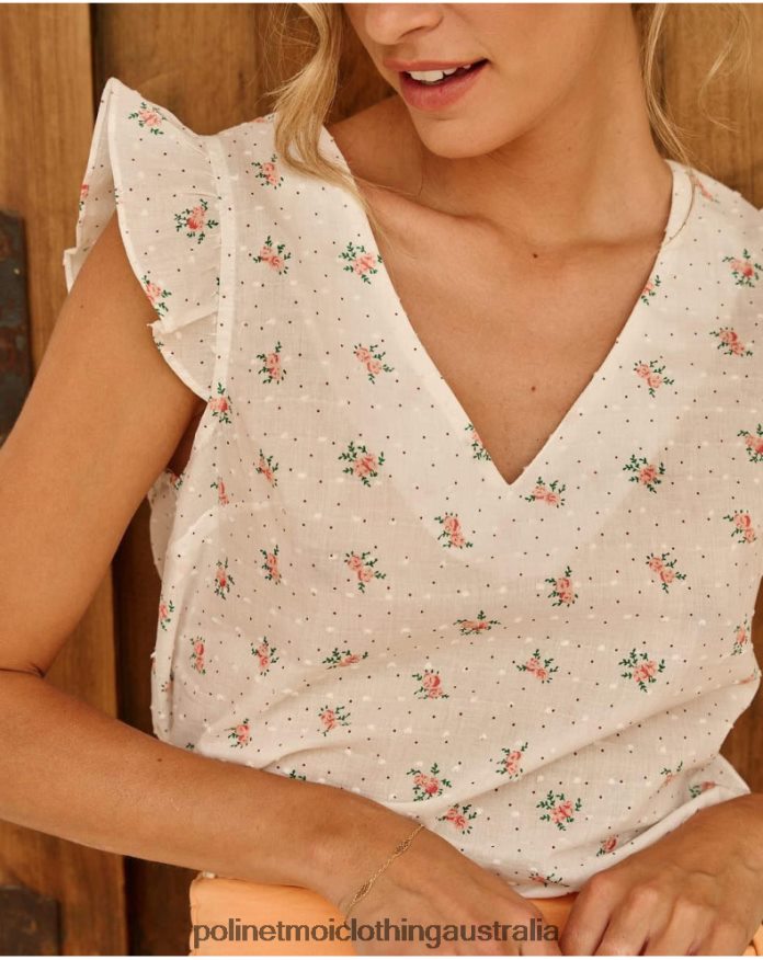 Blouse Flowers Nessa Salmon Polin et moi Clothing 2R020D174