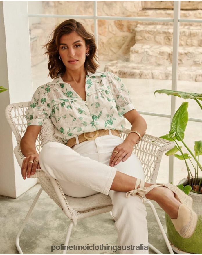 Blouse Flowers Oli Emerald green Polin et moi Clothing 2R020D161