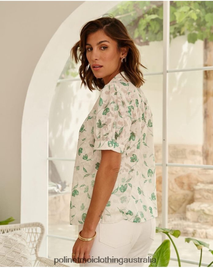 Blouse Flowers Oli Emerald green Polin et moi Clothing 2R020D161