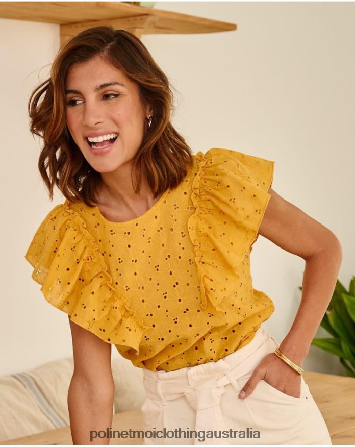 Blouse Ruffled Clea ochre Polin et moi Clothing 2R020D213