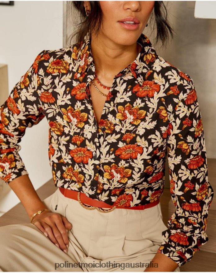 Cira Floral Shirt black Polin et moi Clothing 2R020D226