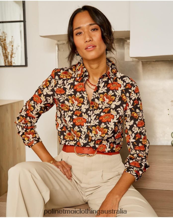 Cira Floral Shirt black Polin et moi Clothing 2R020D226