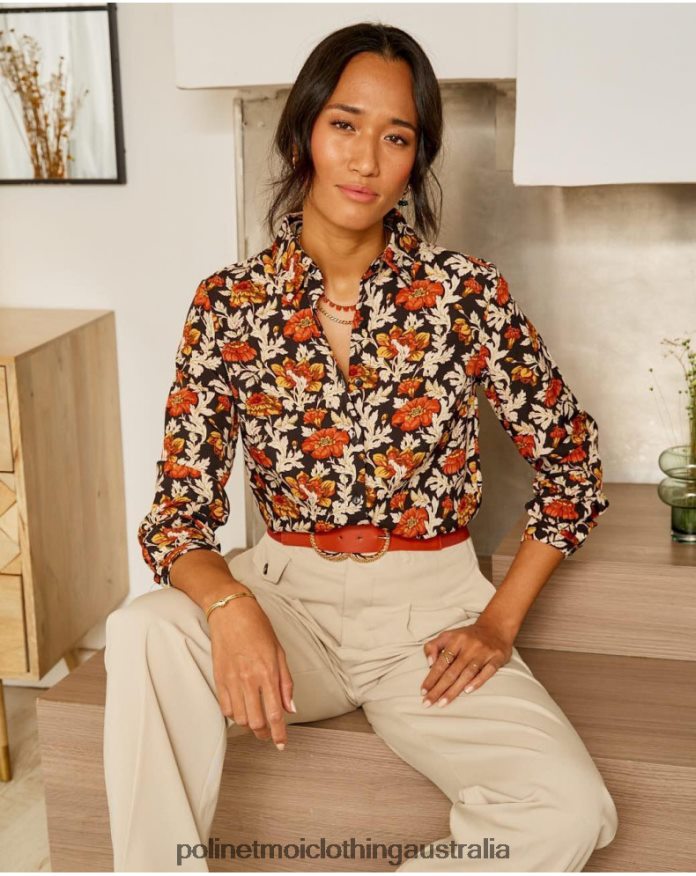 Cira Floral Shirt black Polin et moi Clothing 2R020D226