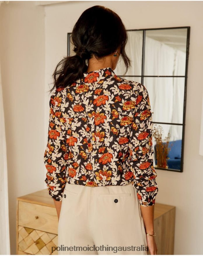 Cira Floral Shirt black Polin et moi Clothing 2R020D226