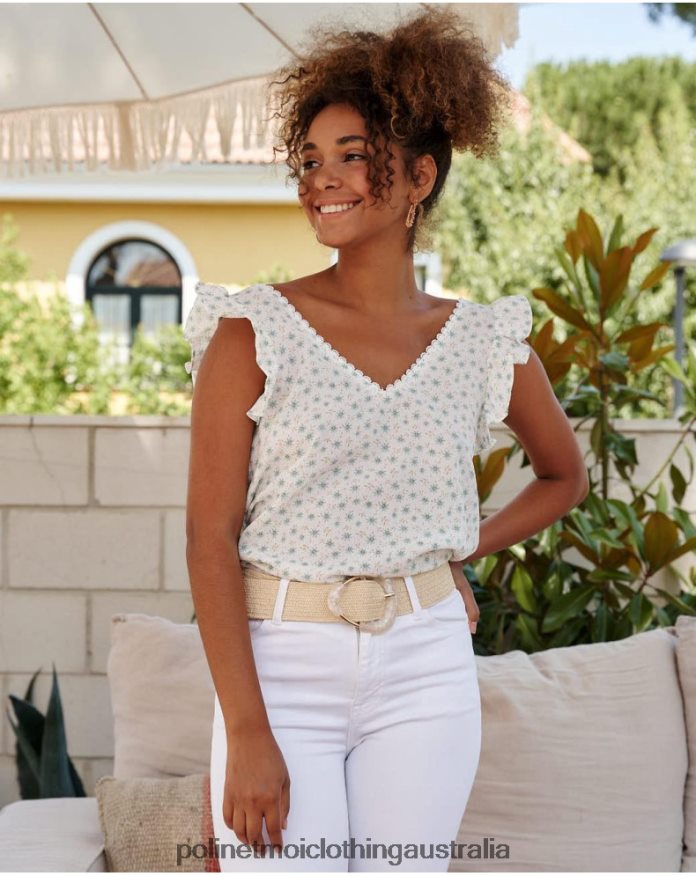 Cotton blouse Covadonga Water green Polin et moi Clothing 2R020D155