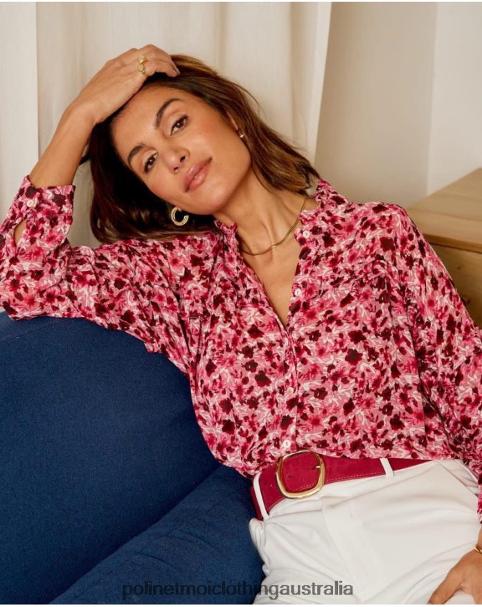 Floral Shirt Charlotte Raspberry Polin et moi Clothing 2R020D195