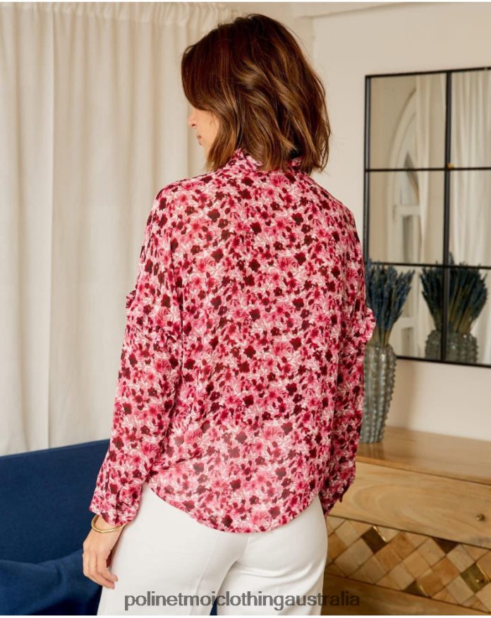 Floral Shirt Charlotte Raspberry Polin et moi Clothing 2R020D195