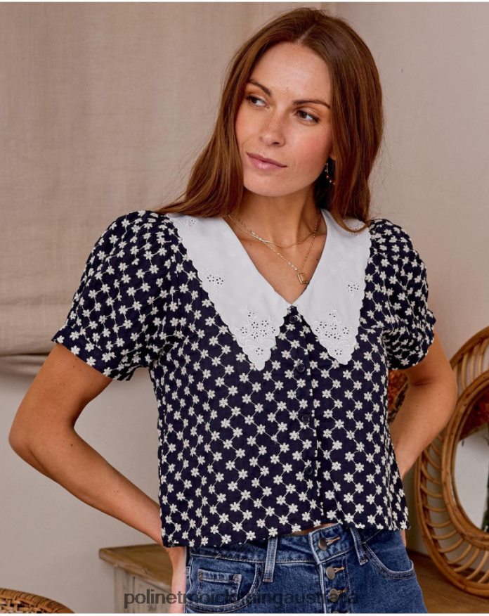 Ivy Baby Collar Shirt Marine Polin et moi Clothing 2R020D196