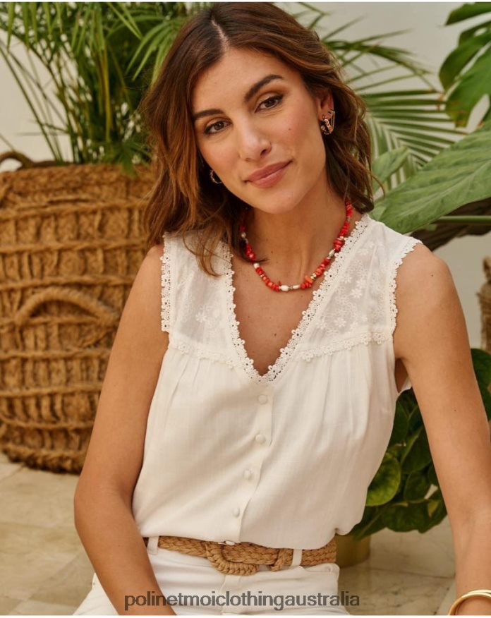 Linen Josefina blouse white Polin et moi Clothing 2R020D158