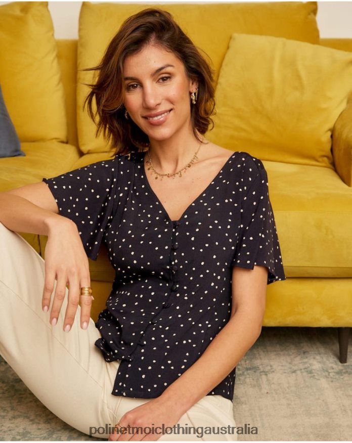 Mabela Polka Dot Shirt MARINE Polin et moi Clothing 2R020D212