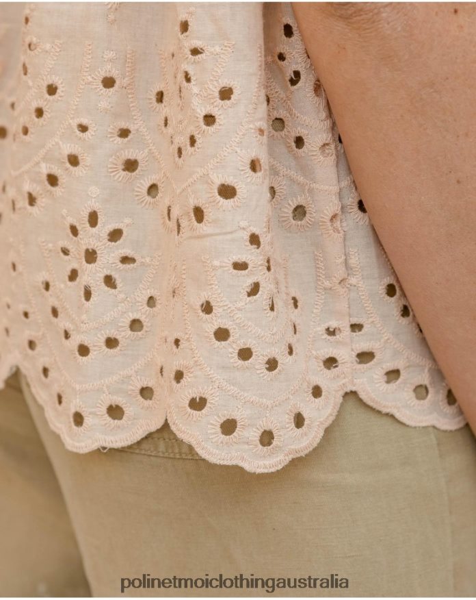 Marina Openwork Blouse Beige Polin et moi Clothing 2R020D237