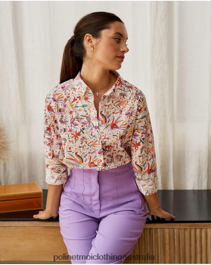 Shirt Flowers Galatea ORANGE Polin et moi Clothing 2R020D206