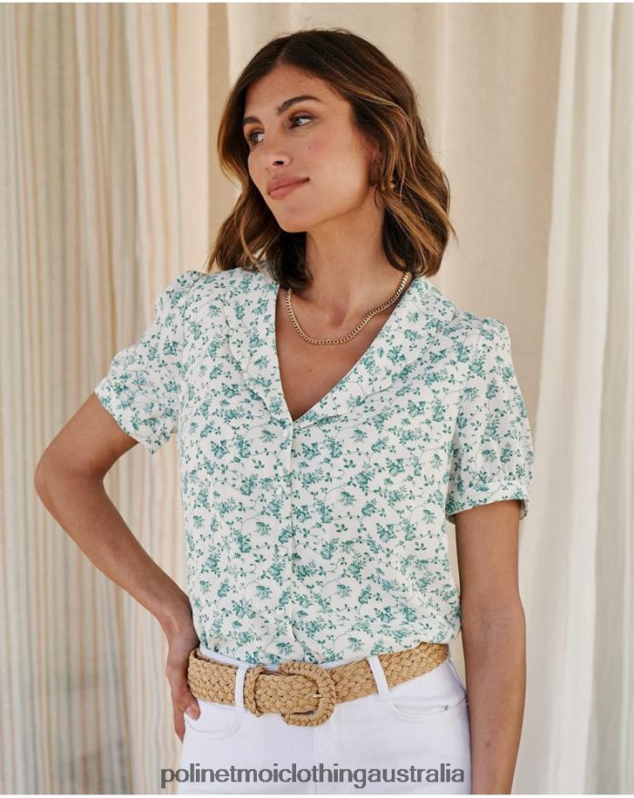 Shirt Flowers May green forest Polin et moi Clothing 2R020D186