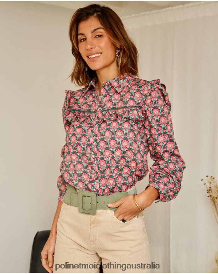 Shirt Ruffled Calliope Raspberry Polin et moi Clothing 2R020D229