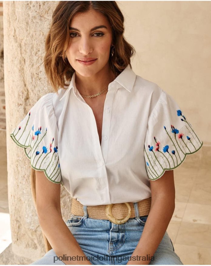 Shirt ruffle Amira white Polin et moi Clothing 2R020D181