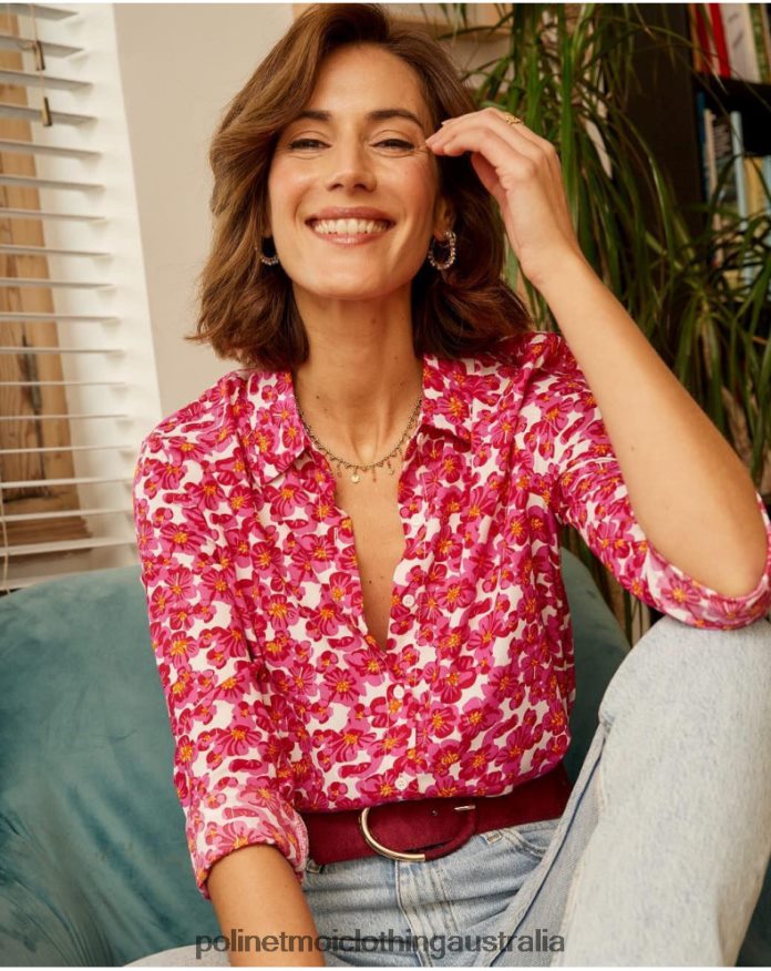 Shirt with Aixa shine RASPBERRY Polin et moi Clothing 2R020D210