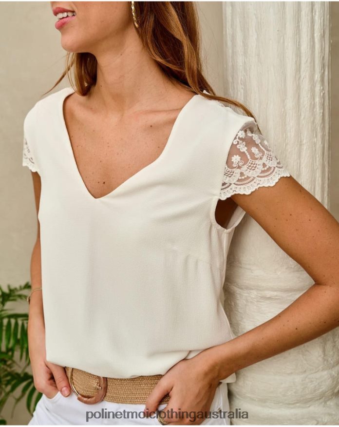 Top Lace Zaira WHITE Polin et moi Clothing 2R020D177