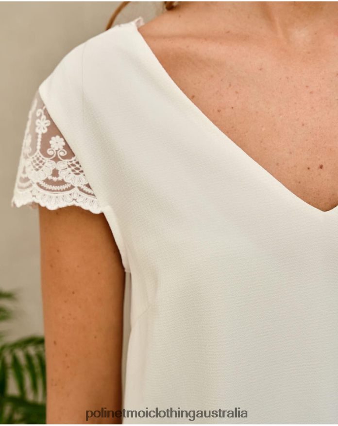 Top Lace Zaira WHITE Polin et moi Clothing 2R020D177