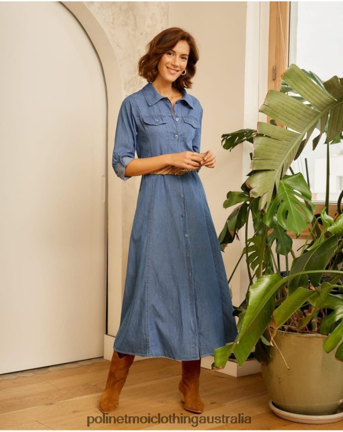 Aveta Denim Dress denim Polin et moi Clothing 2R020D70
