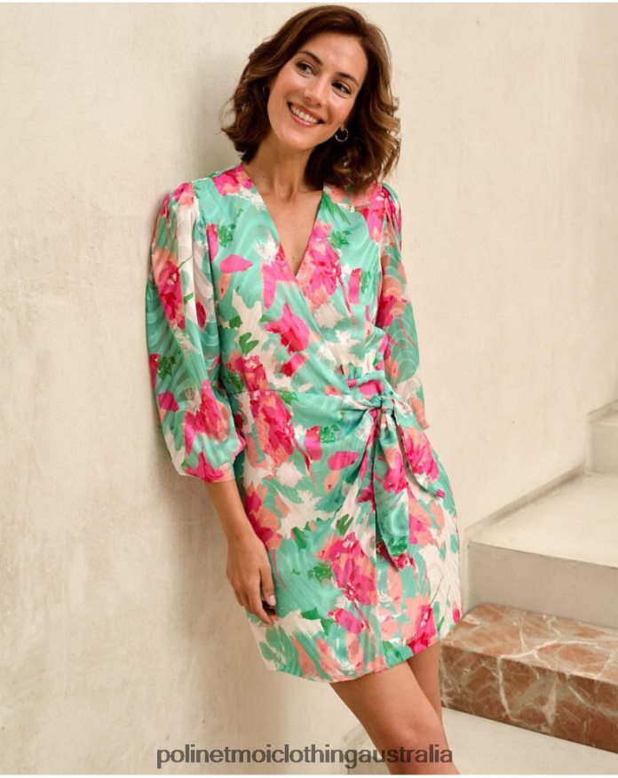 Denisse dress bow Water Green Polin et moi Clothing 2R020D81