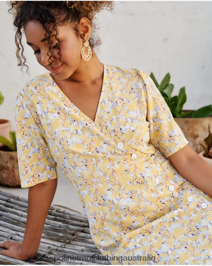 Dress Cross-over Edda YELLOW Polin et moi Clothing 2R020D33