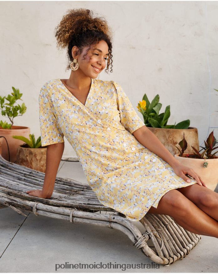 Dress Cross-over Edda YELLOW Polin et moi Clothing 2R020D33