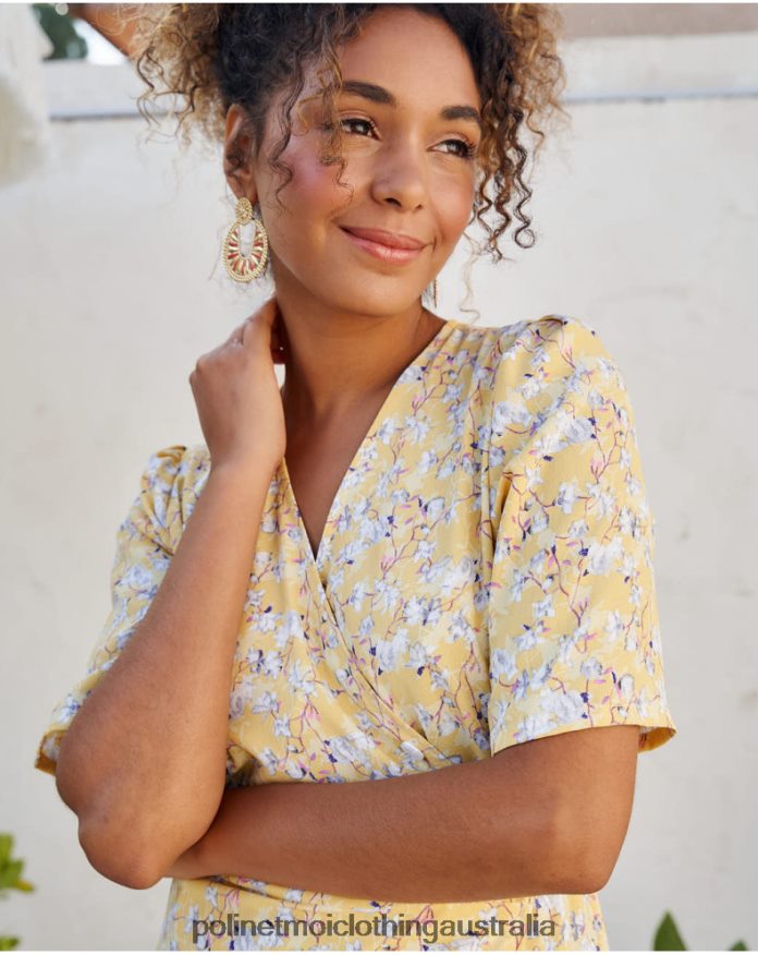 Dress Cross-over Edda YELLOW Polin et moi Clothing 2R020D33