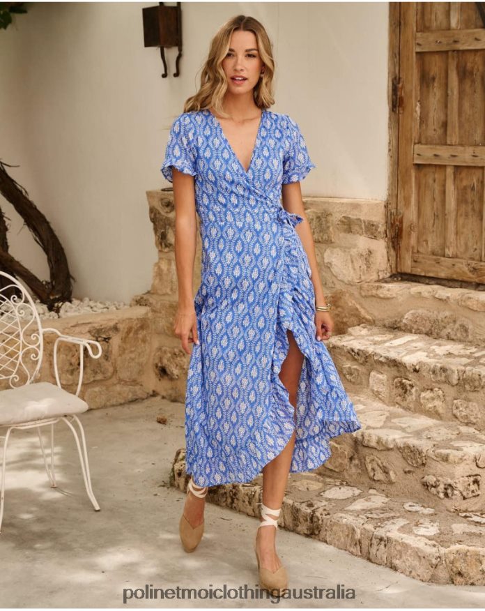 Dress Cross-over Silvie Klein Blue Polin et moi Clothing 2R020D49