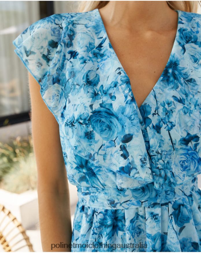 Dress Ruffled Damaris Turquoise Polin et moi Clothing 2R020D12