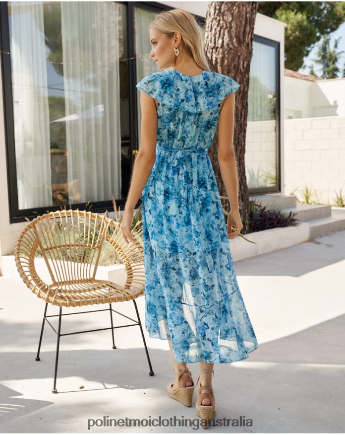 Dress Ruffled Damaris Turquoise Polin et moi Clothing 2R020D12