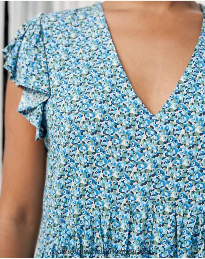 Dress Ruffled Lena Klein Blue Polin et moi Clothing 2R020D30