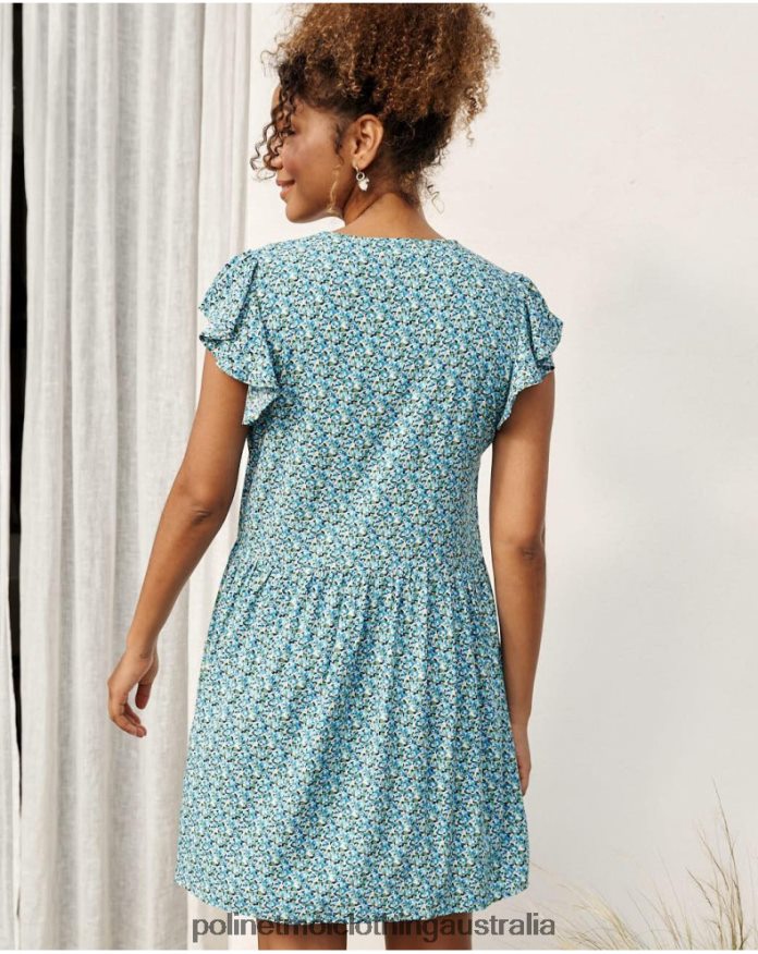 Dress Ruffled Lena Klein Blue Polin et moi Clothing 2R020D30