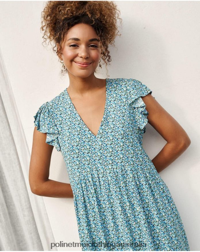 Dress Ruffled Lena Klein Blue Polin et moi Clothing 2R020D30