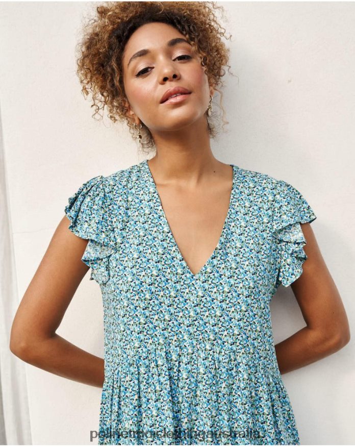 Dress Ruffled Lena Klein Blue Polin et moi Clothing 2R020D30