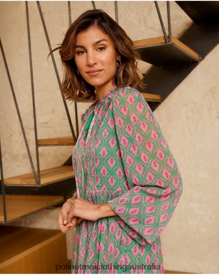 Rafaella Geometric Dress Emerald green Polin et moi Clothing 2R020D135