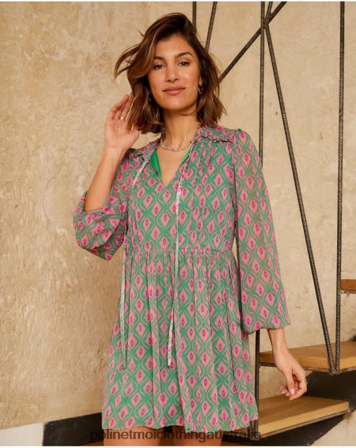 Rafaella Geometric Dress Emerald green Polin et moi Clothing 2R020D135