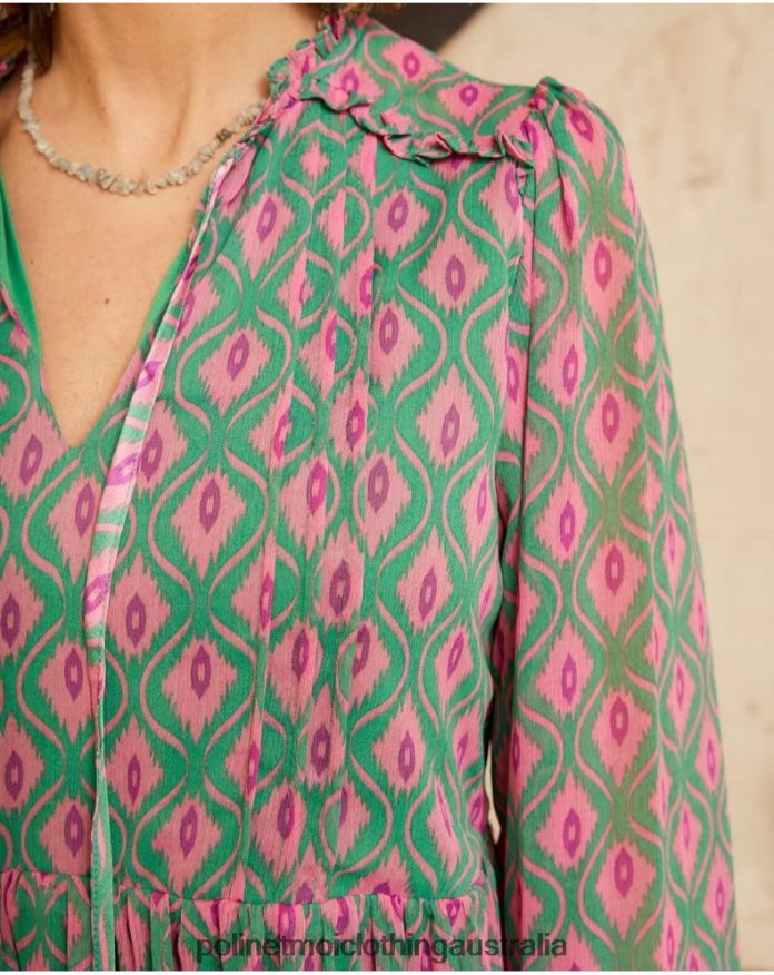 Rafaella Geometric Dress Emerald green Polin et moi Clothing 2R020D135