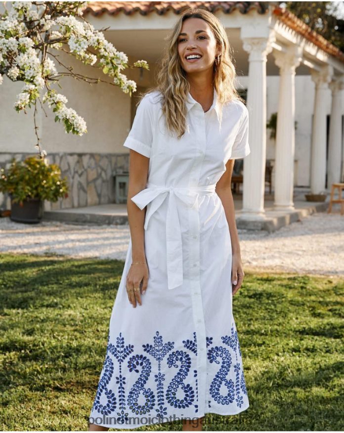 Tila Embroidery Dress white Polin et moi Clothing 2R020D100