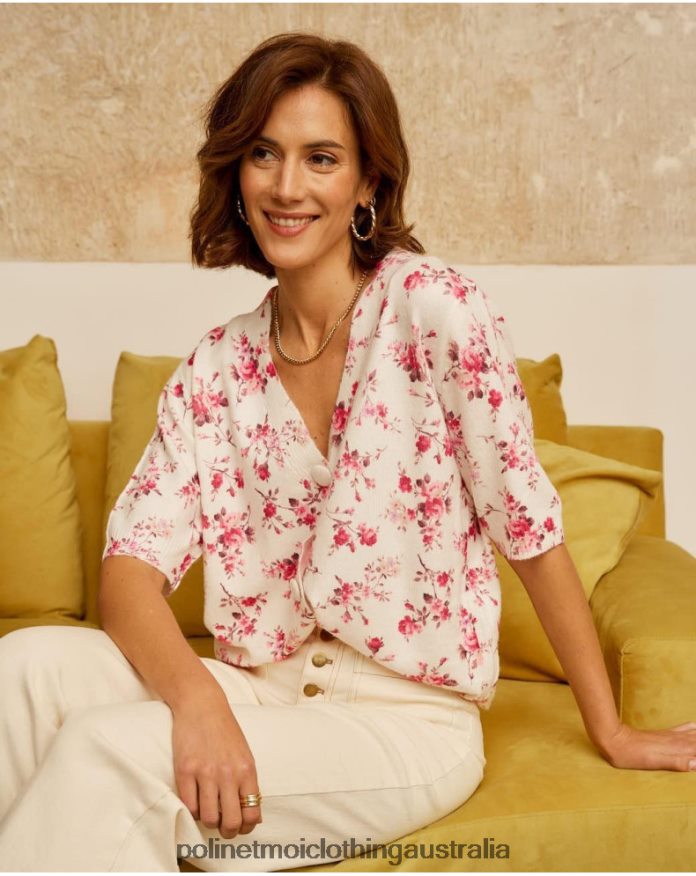 Famara Floral Cardigan ROSE Polin et moi Clothing 2R020D352