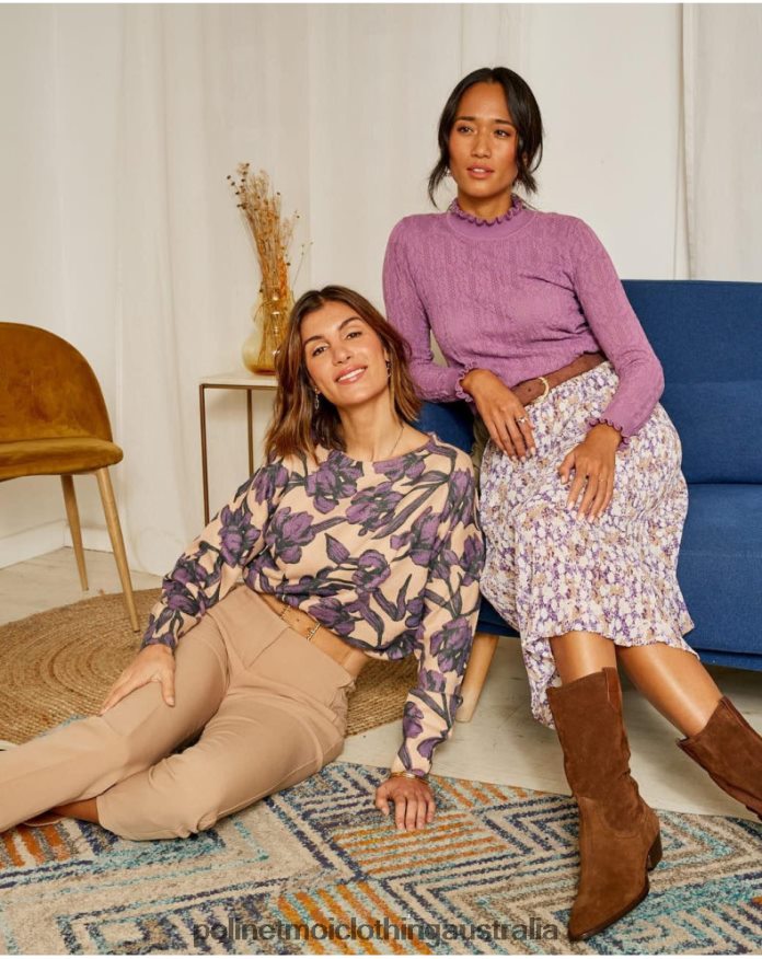 Sweater Flowers Fiore Lilac Polin et moi Clothing 2R020D360