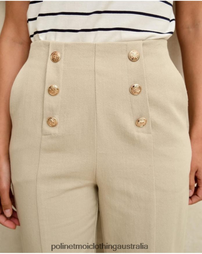 Buttons Net Pants Beige Polin et moi Clothing 2R020D334