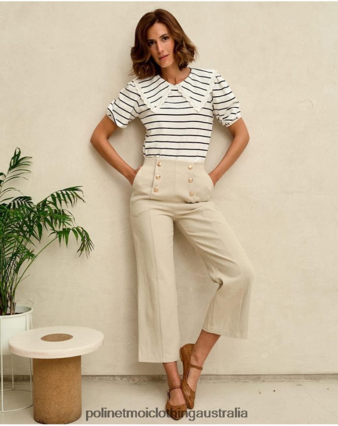 Buttons Net Pants Beige Polin et moi Clothing 2R020D334