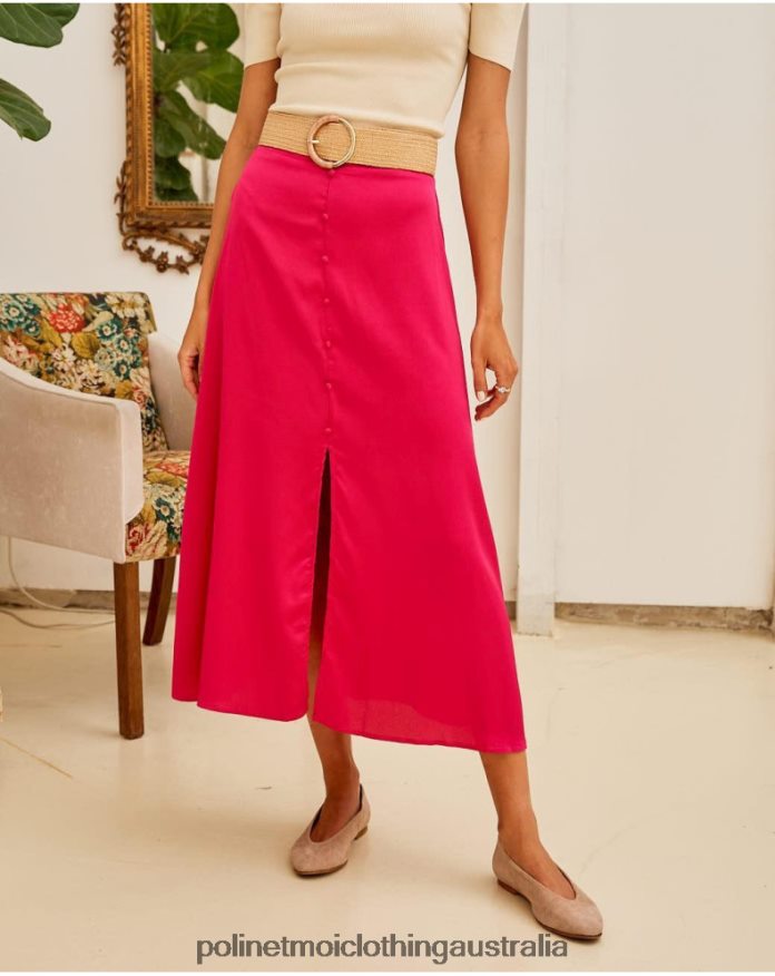 Maeva Button Skirt cherry Polin et moi Clothing 2R020D313