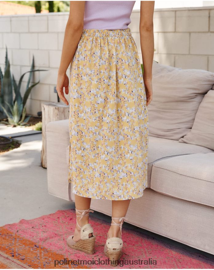 Skirt Flowers Genevieve YELLOW Polin et moi Clothing 2R020D297
