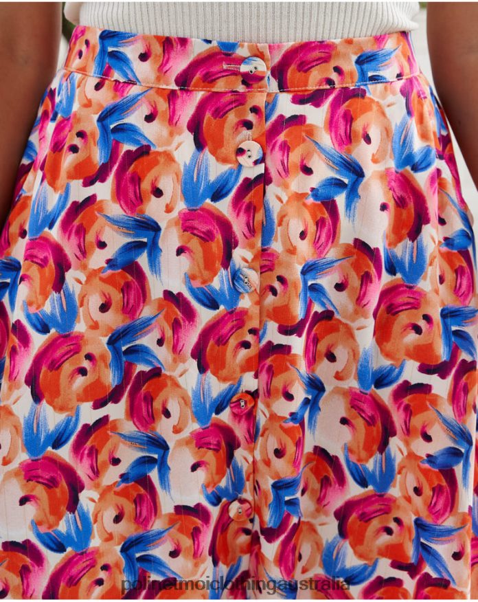 Skirt Flowers Hannah ORANGE Polin et moi Clothing 2R020D320